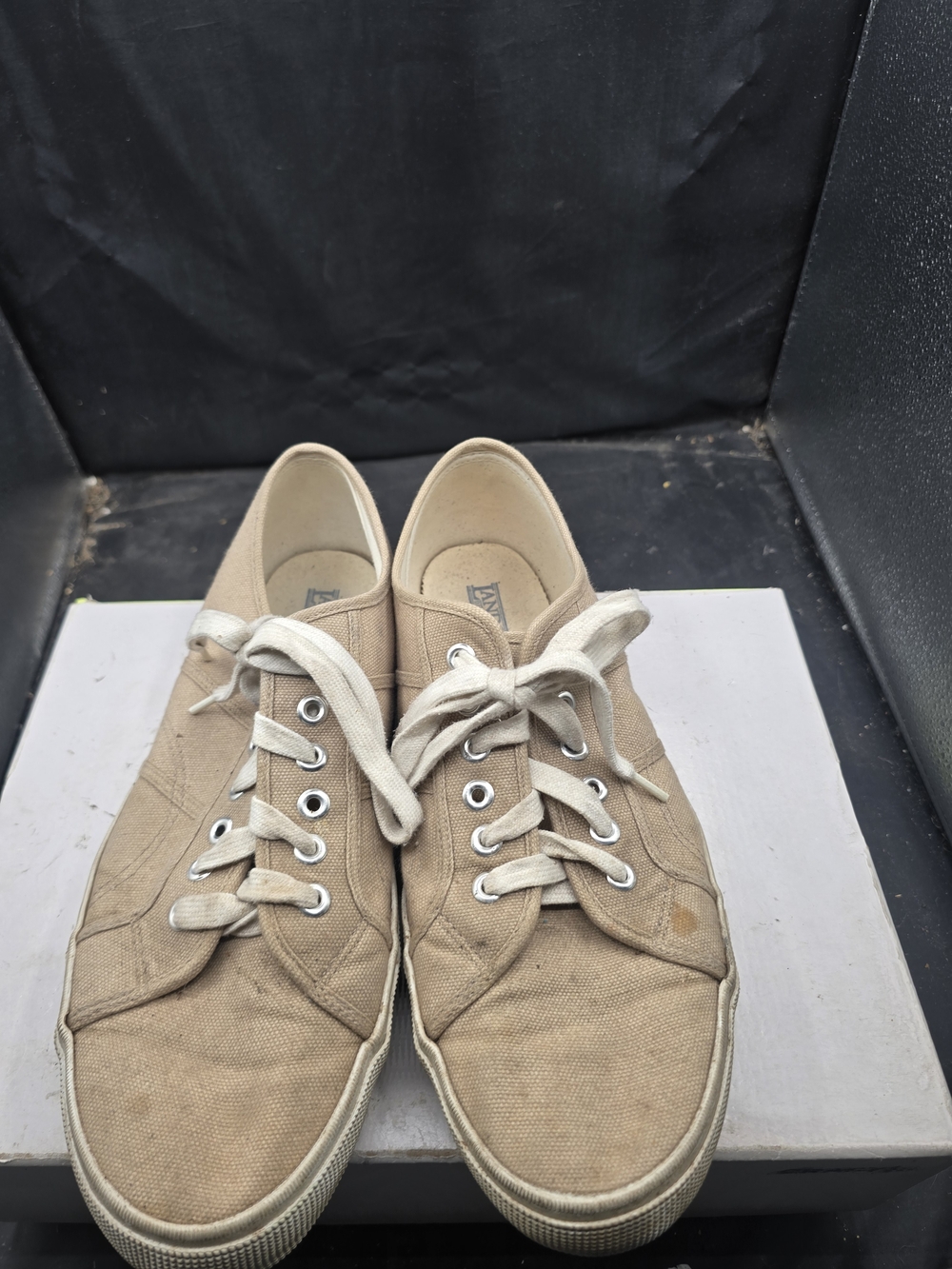 Lands' End Tan Canvas Lace-Up Sneakers